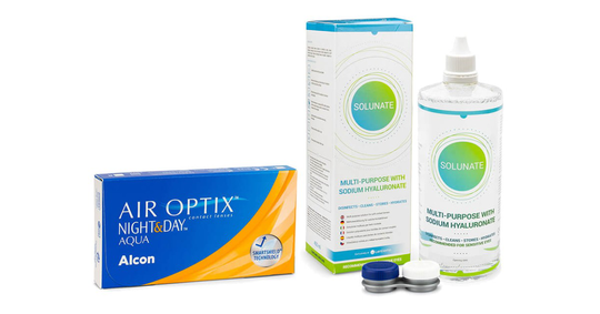 Air Optix Night & Day Aqua (6 linser) + Solunate Multi-Purpose 400 ml med linsetui