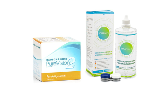 PureVision 2 for Astigmatism (6 linser) + Solunate Multi-Purpose 400 ml med linsetui