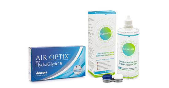Air Optix Plus Hydraglyde (6 linser) + Solunate Multi-Purpose 400 ml med linsetui