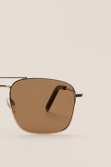 NA-KD Accessories Basic metallbågade solglasögon - Brown