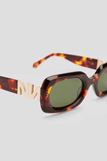 NA-KD Accessories Rundade acetate solglasögon med tunn ram - Brown