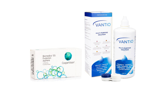 Biomedics 55 Evolution CooperVision (6 linser) + Vantio Multi-Purpose 360 ml med linsetui