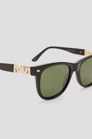 NA-KD Accessories Klassiska acetate solglasögon med rundad ram - Black