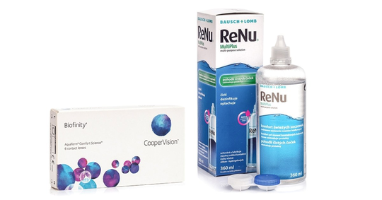 Biofinity (6 linser) + ReNu MultiPlus 360 ml med linsetui