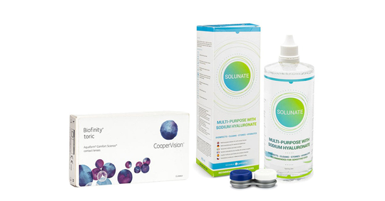 Biofinity Toric CooperVision (6 linser) + Solunate Multi-Purpose 400 ml med linsetui