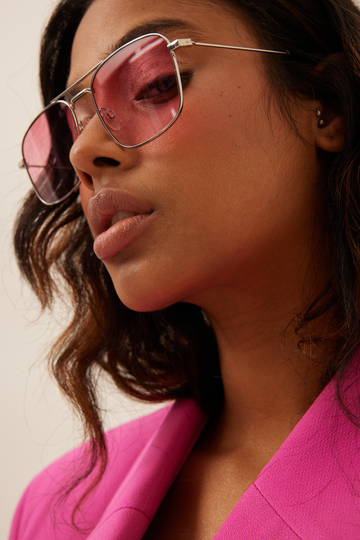 NA-KD Accessories Basic metallbågade solglasögon - Pink