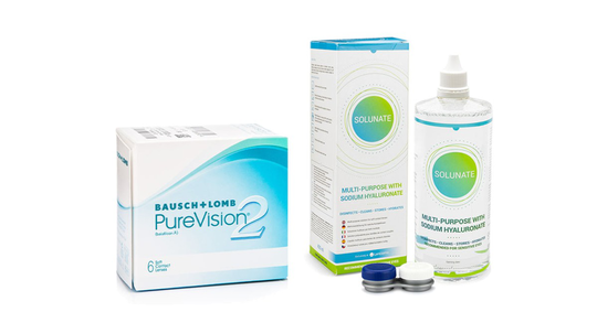 PureVision 2 (6 linser) + Solunate Multi-Purpose 400 ml med linsetui