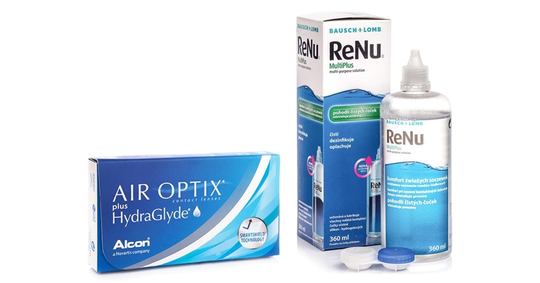 Air Optix Plus Hydraglyde (6 linser) + ReNu MultiPlus 360 ml med linsetui