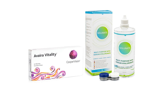 Avaira Vitality (6 linser) + Solunate Multi-Purpose 400 ml med linsetui