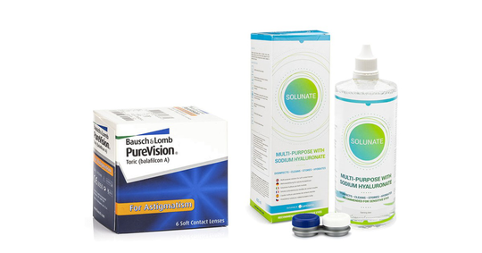 PureVision Toric (6 linser) + Solunate Multi-Purpose 400 ml med linsetui
