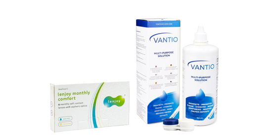 Lenjoy Monthly Comfort (6 linser) + Vantio Multi-Purpose 360 ml med linsetui