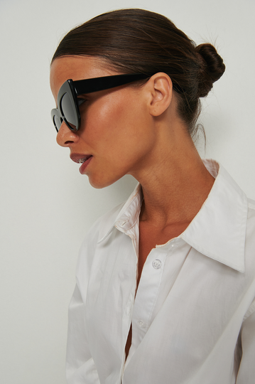 NA-KD Accessories Chunky kattögonformade solglasögon i acetat - Black