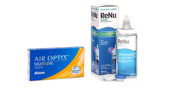 Air Optix Night & Day Aqua (6 linser) + ReNu MultiPlus 360 ml med linsetui