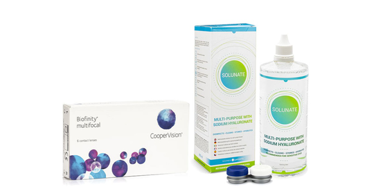 Biofinity Multifocal CooperVision (6 linser) + Solunate Multi-Purpose 400 ml med linsetui